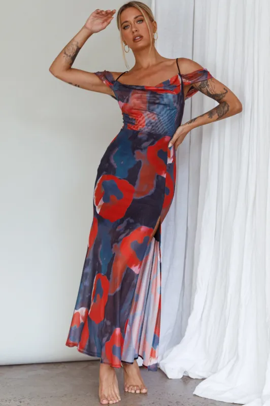 Arcadia Off-Shoulder Sleeve Midi Dress Red sold by Selfie Leslie