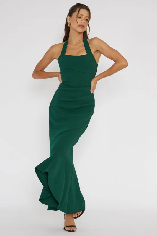 Fire Of Stars Halterneck Midi Dress Forest Green sold by Selfie Leslie