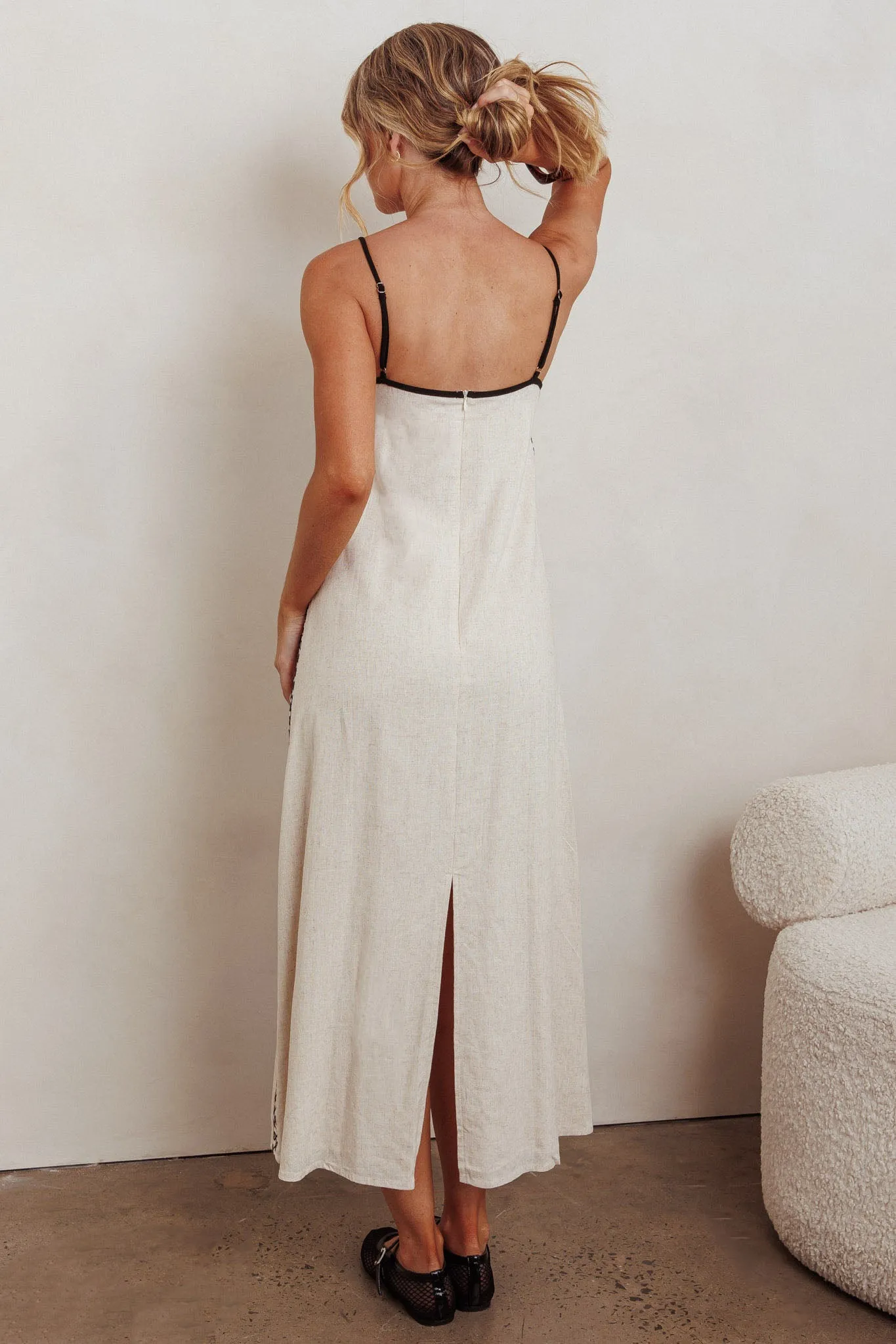 Radiance Contrast Embroidery Midi Dress Oat sold by Selfie Leslie product image thumbnail 2