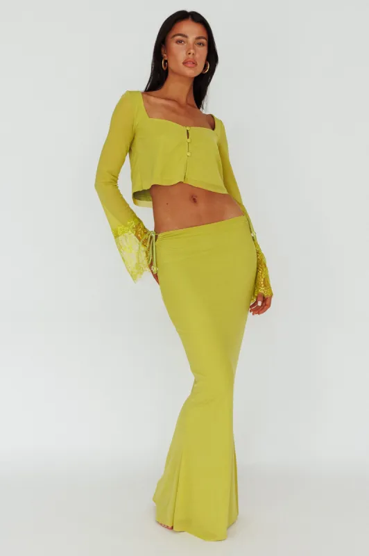 Rana String Tie Side Midi Skirt Apple sold by Selfie Leslie