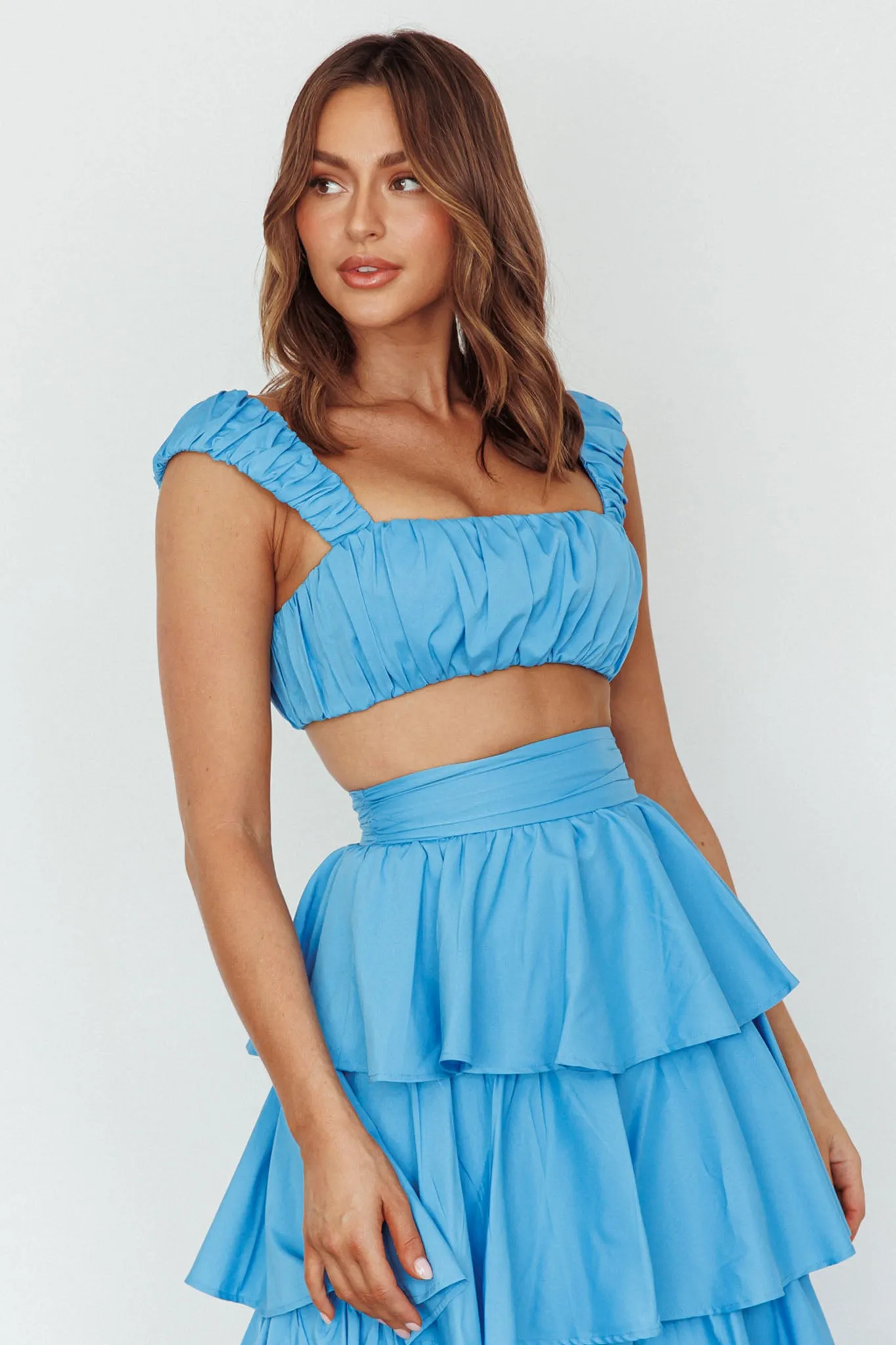 Suenito Gathered Crop Top Blue sold by Selfie Leslie product image thumbnail 5