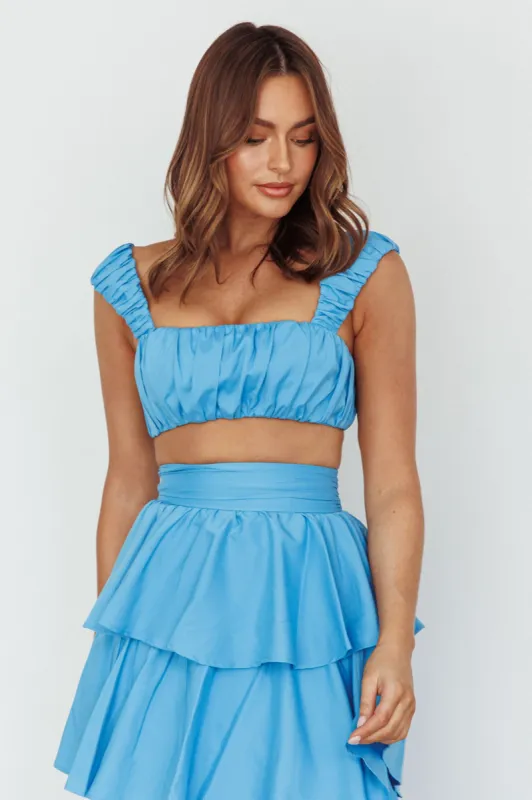 Suenito Gathered Crop Top Blue sold by Selfie Leslie