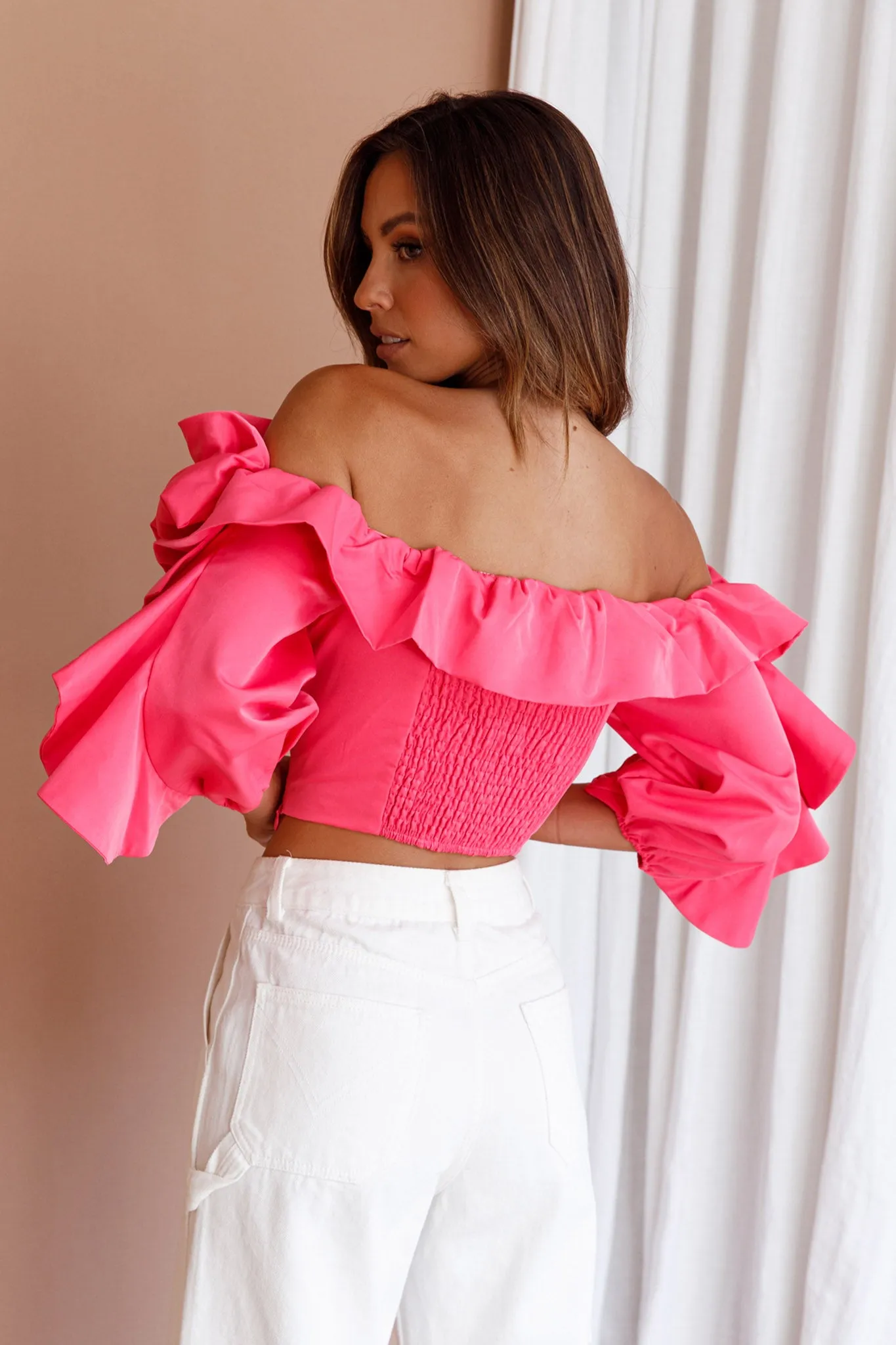 Midnight Mirage Puff Ruffle Crop Top Doll Pink sold by Selfie Leslie product image thumbnail 2