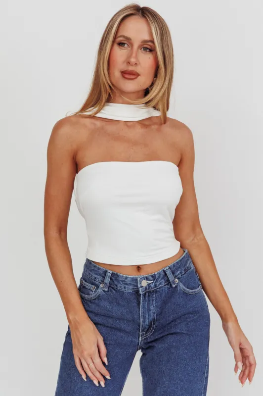 Damsel Reverse Halter Neck Top White sold by Selfie Leslie