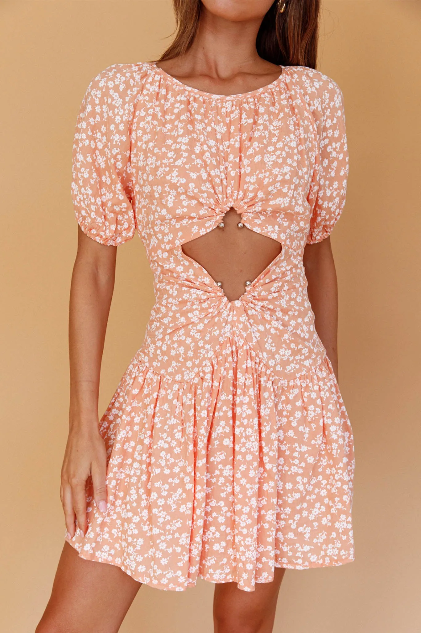 Your Moment Cut-Out Waist Dress Floral Orange sold by Selfie Leslie product image thumbnail 4