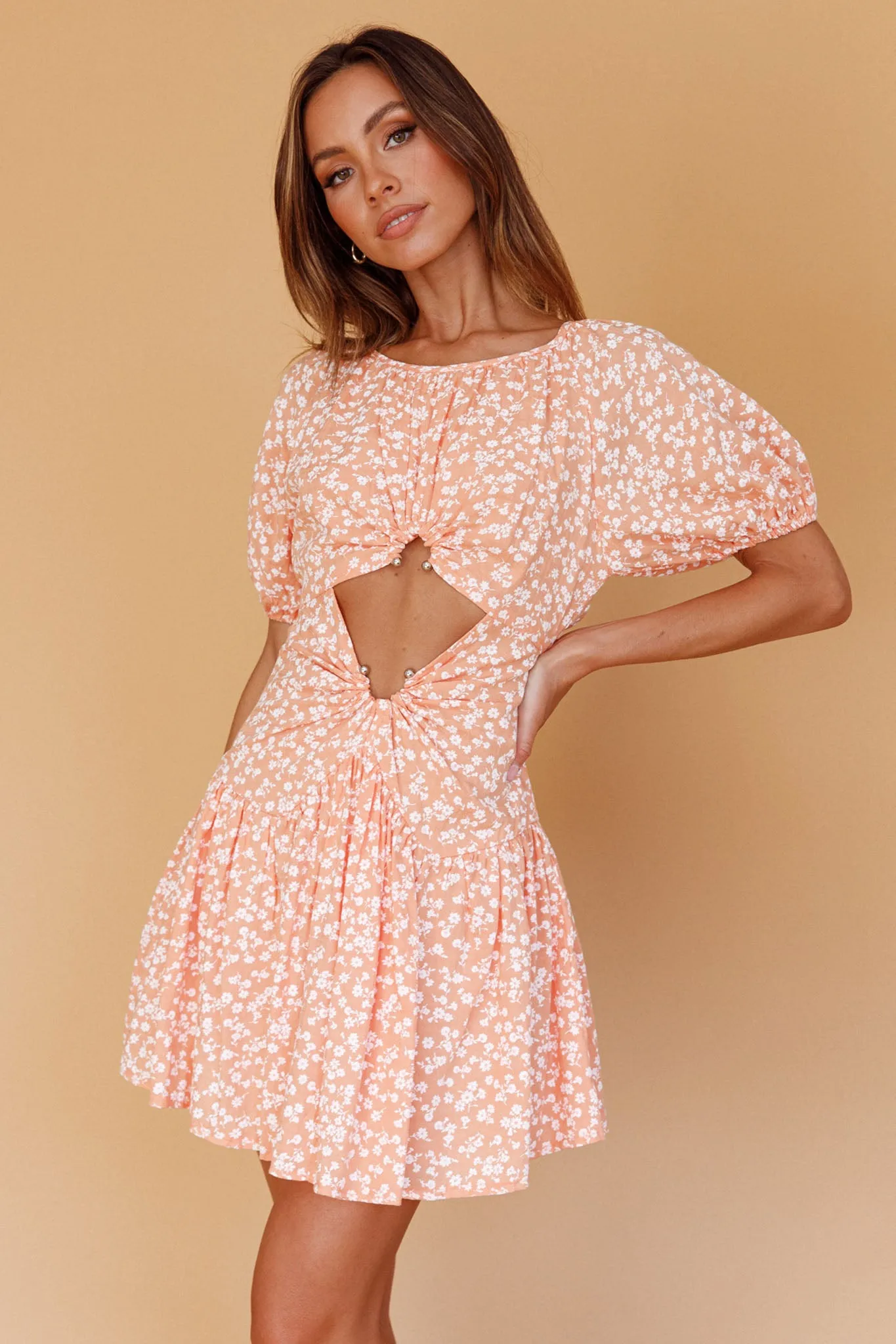 Your Moment Cut-Out Waist Dress Floral Orange sold by Selfie Leslie product image thumbnail 5