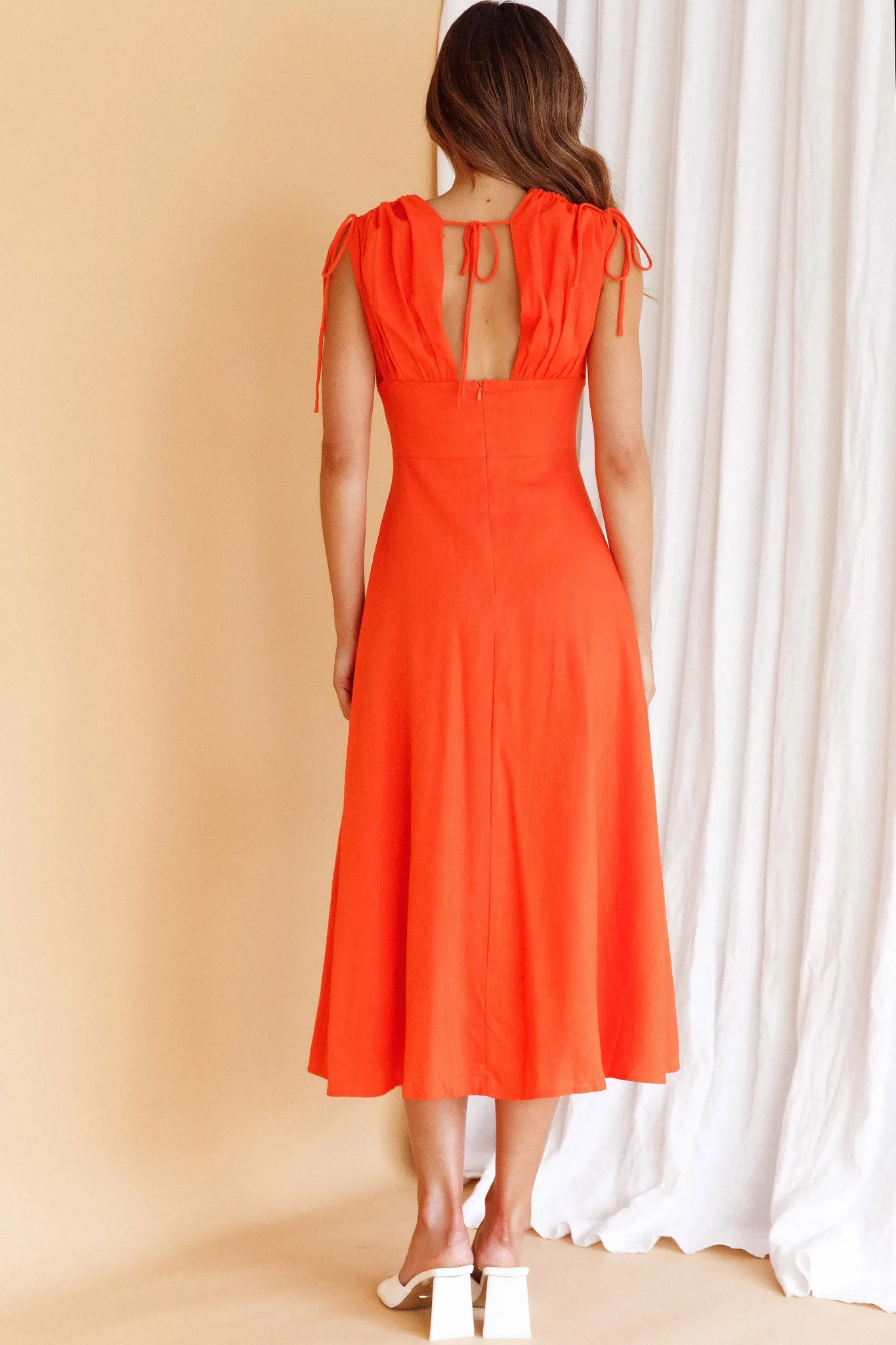 Cape Cod Drawstring Accent Midi Dress Tangerine sold by Selfie Leslie product image thumbnail 2