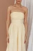 Sunday Mornings Ruched Bust Midi Dress Lemon sold by Selfie Leslie