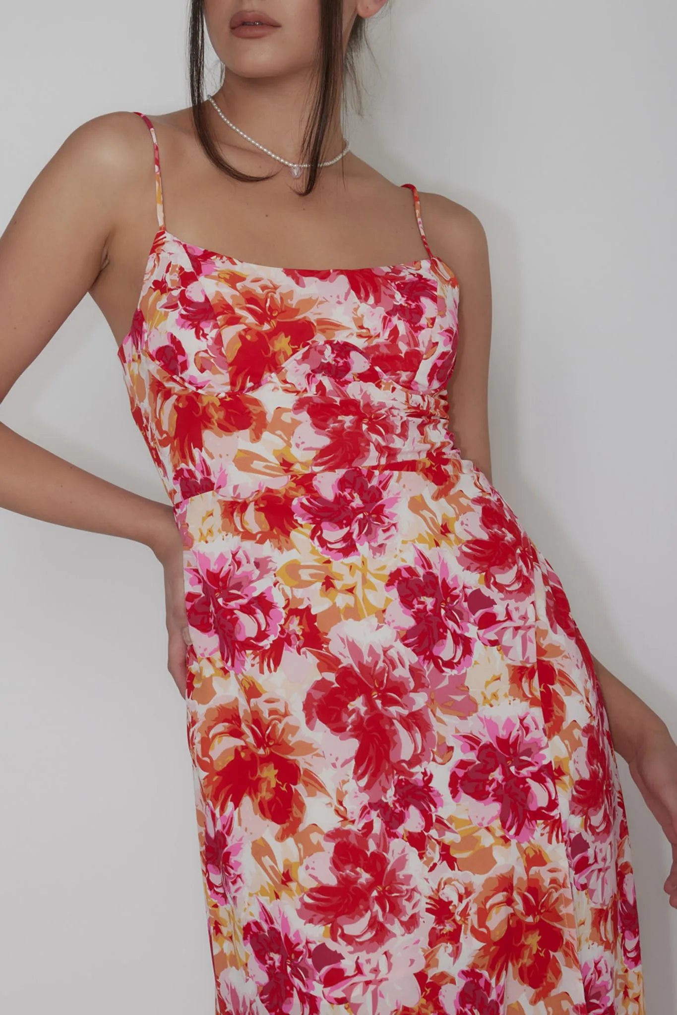 Galilea Tied Back Midi Dress Floral Red sold by Selfie Leslie product image thumbnail 4