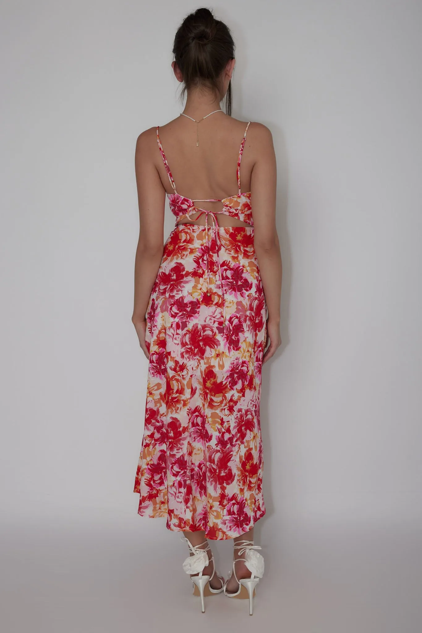 Galilea Tied Back Midi Dress Floral Red sold by Selfie Leslie product image thumbnail 2