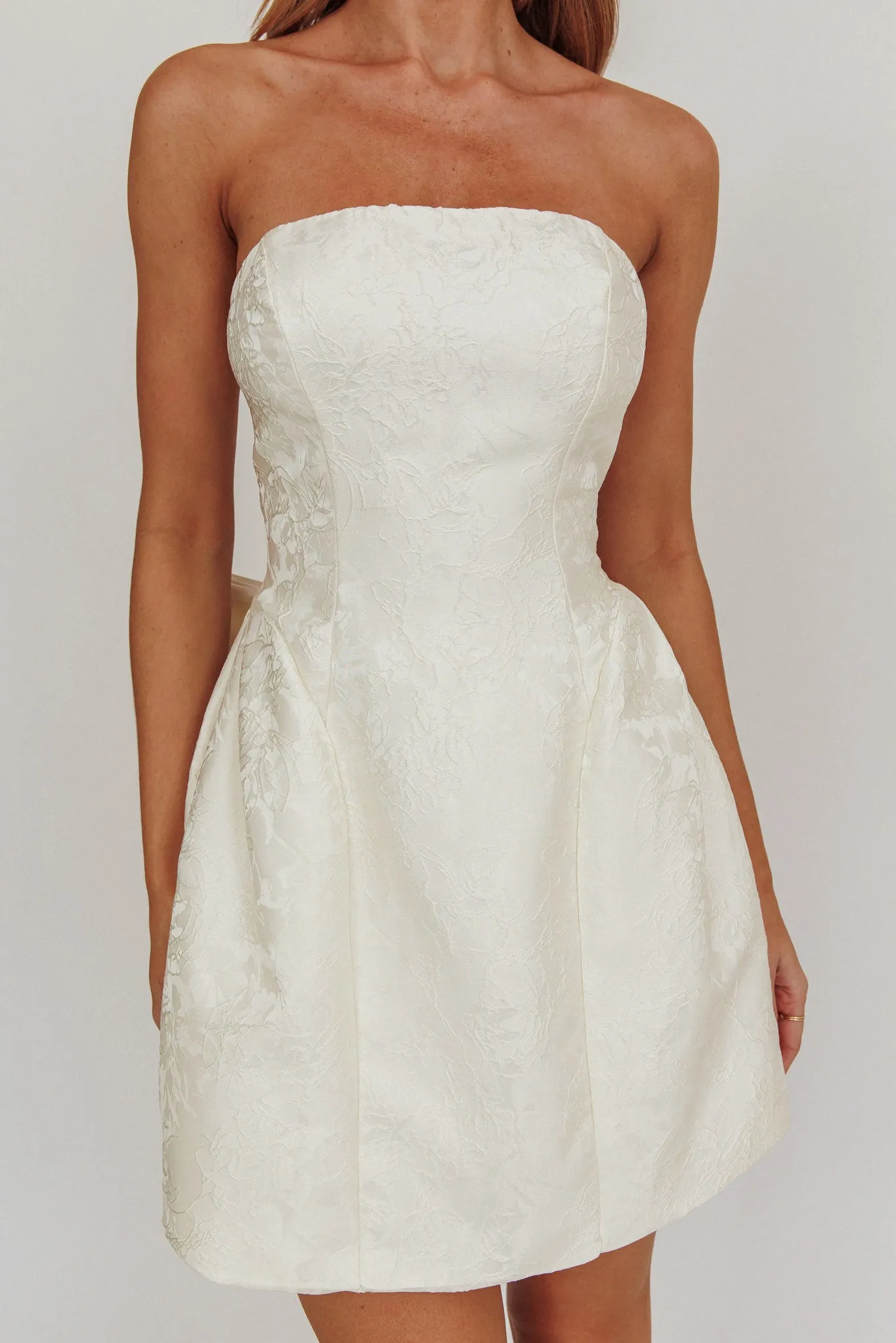 Melty Kisses Bow Mini Dress Cream sold by Selfie Leslie product image thumbnail 3