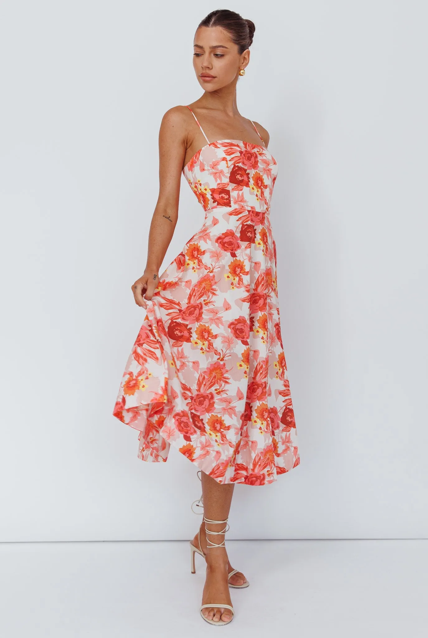 Weekender Spaghetti Strap Midi Dress Floral Peach sold by Selfie Leslie product image thumbnail 3