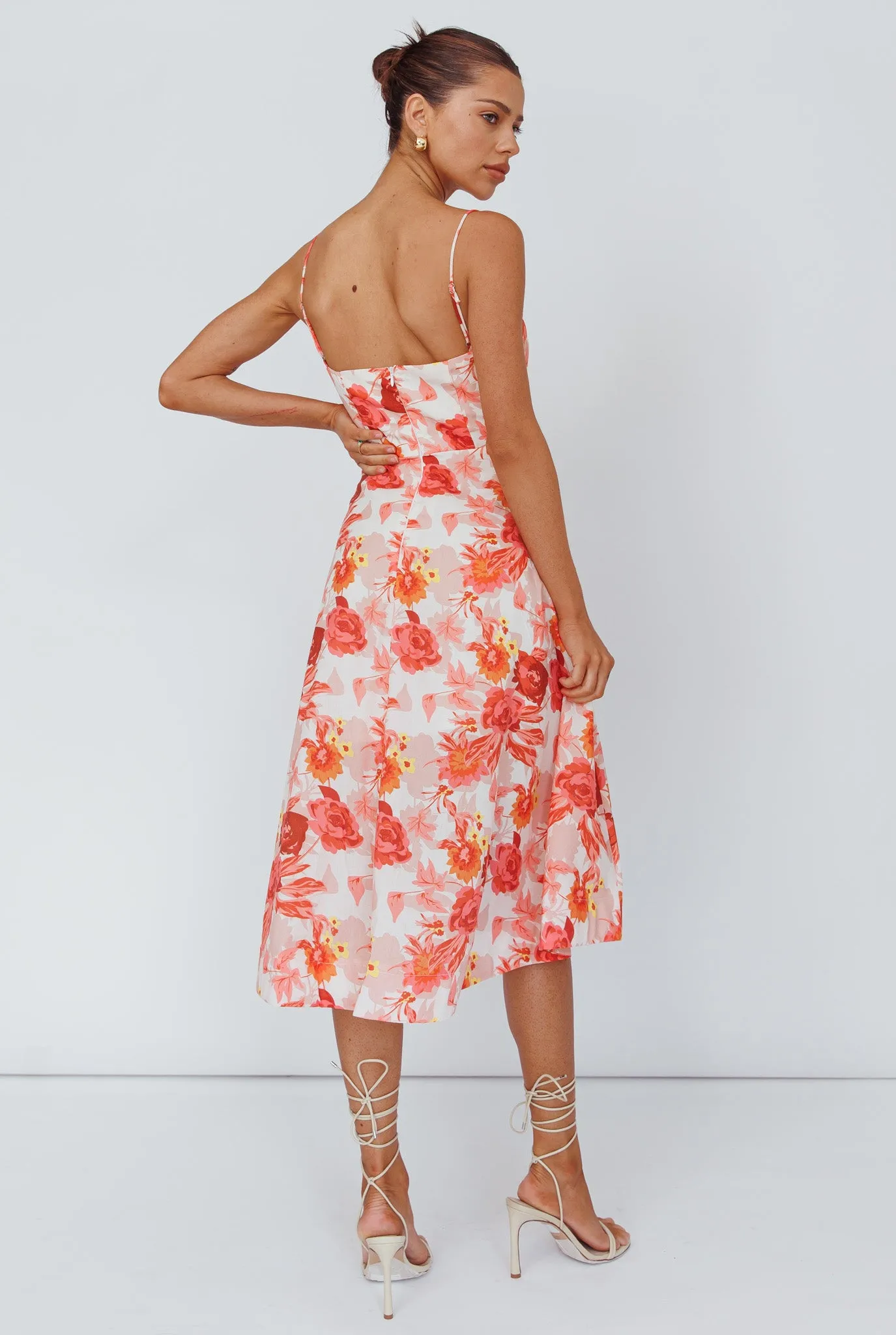 Weekender Spaghetti Strap Midi Dress Floral Peach sold by Selfie Leslie product image thumbnail 2