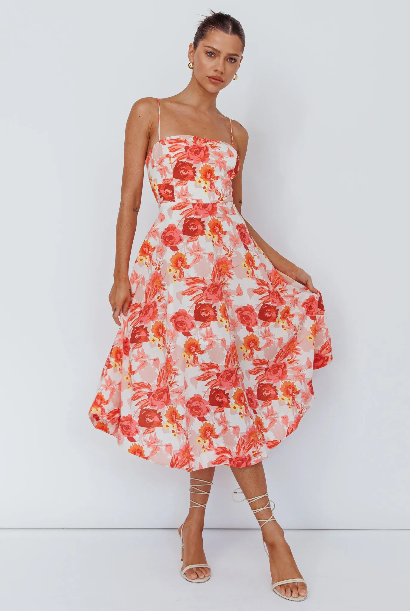Weekender Spaghetti Strap Midi Dress Floral Peach sold by Selfie Leslie