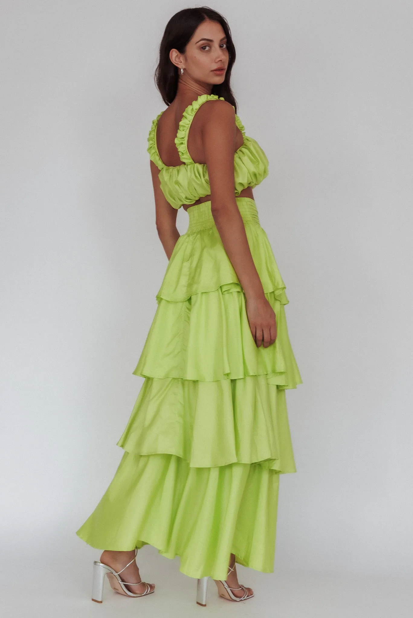 Sozo Layered Maxi Skirt Lime sold by Selfie Leslie product image thumbnail 2