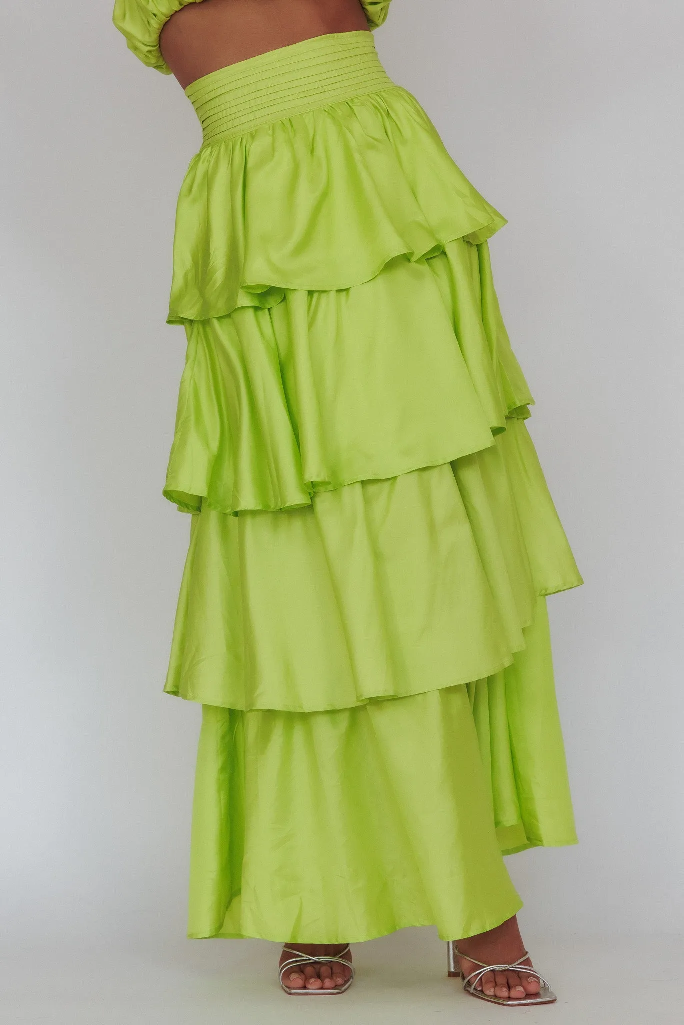 Sozo Layered Maxi Skirt Lime sold by Selfie Leslie product image thumbnail 3