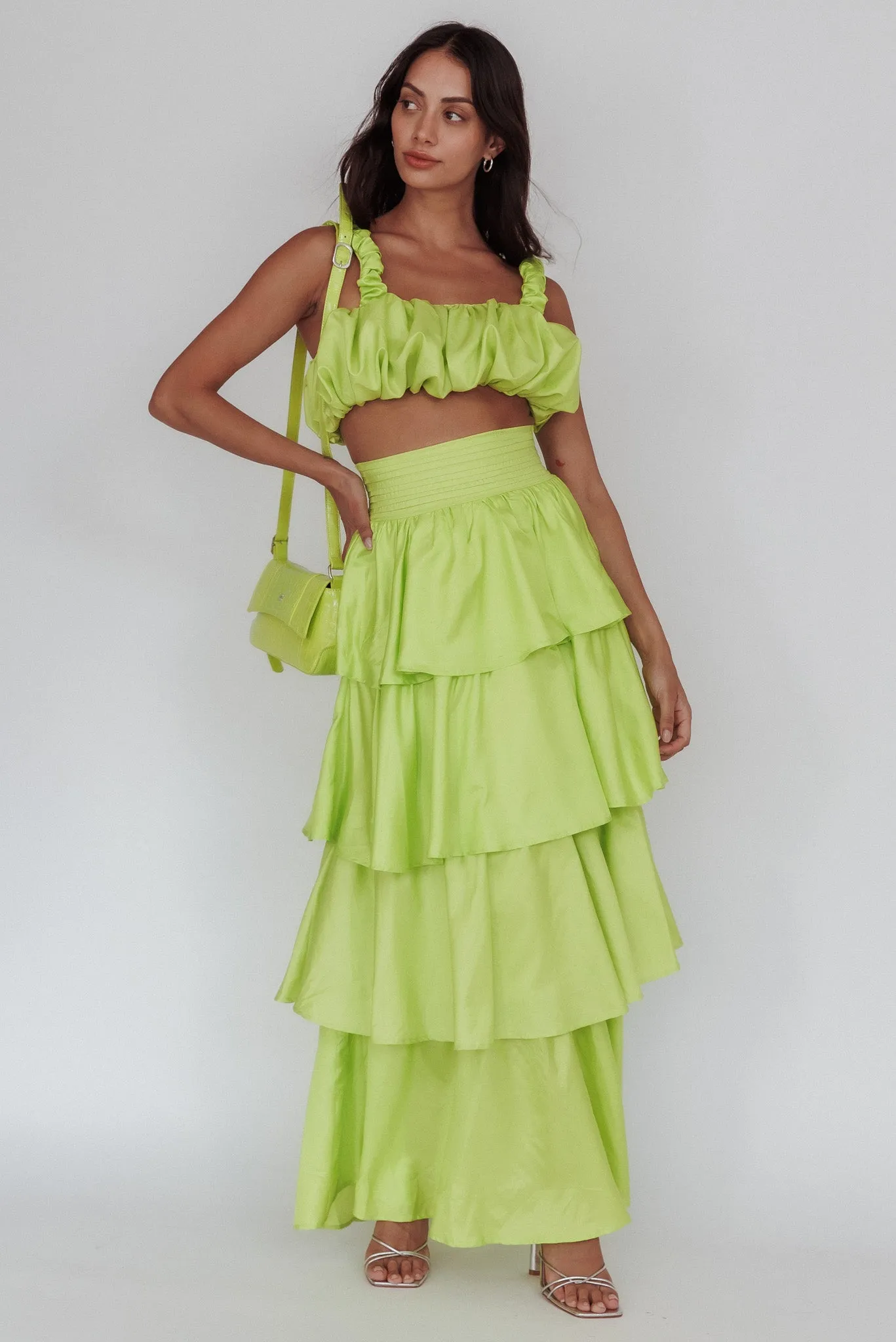 Sozo Layered Maxi Skirt Lime sold by Selfie Leslie product image thumbnail 5