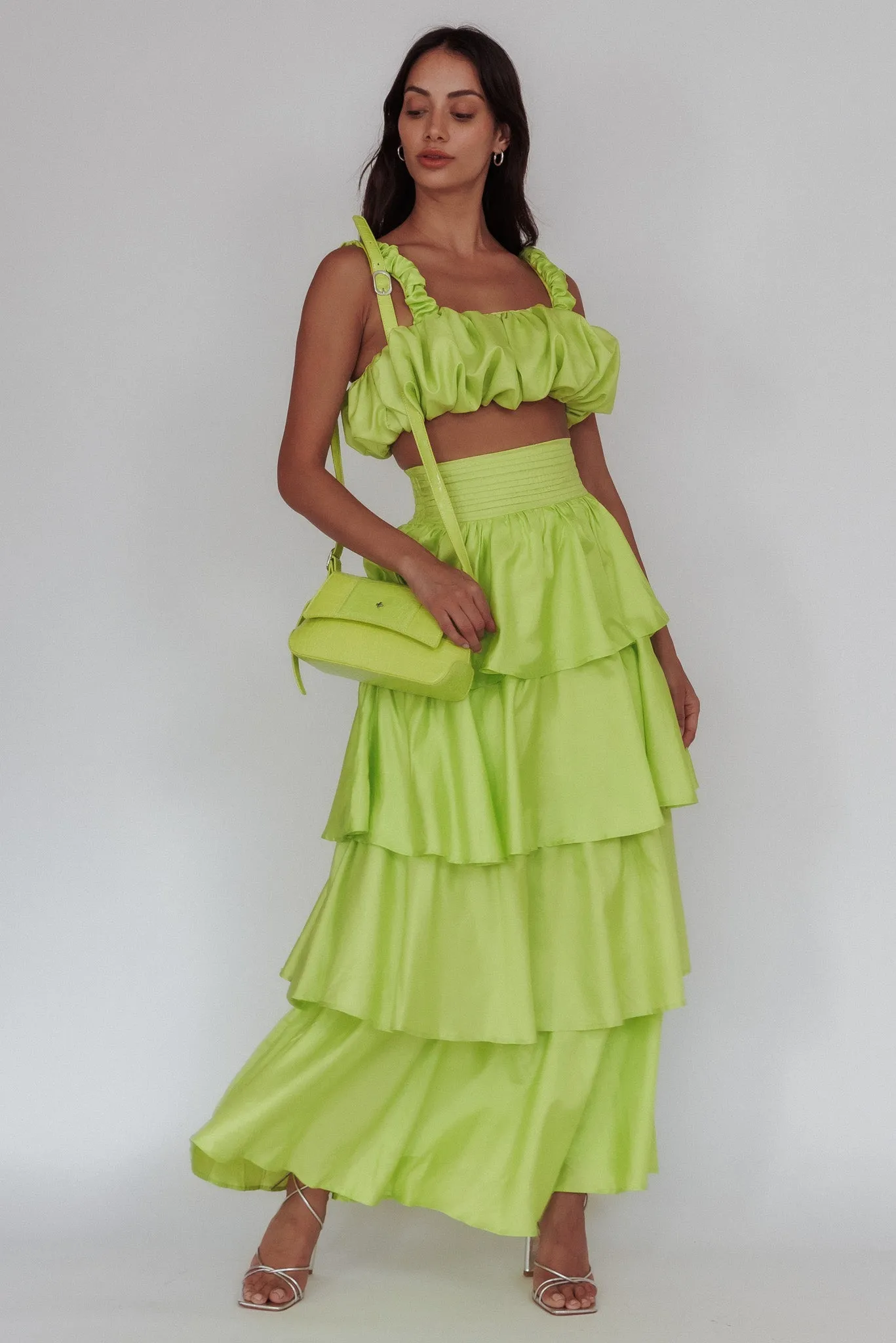 Sozo Layered Maxi Skirt Lime sold by Selfie Leslie product image thumbnail 4