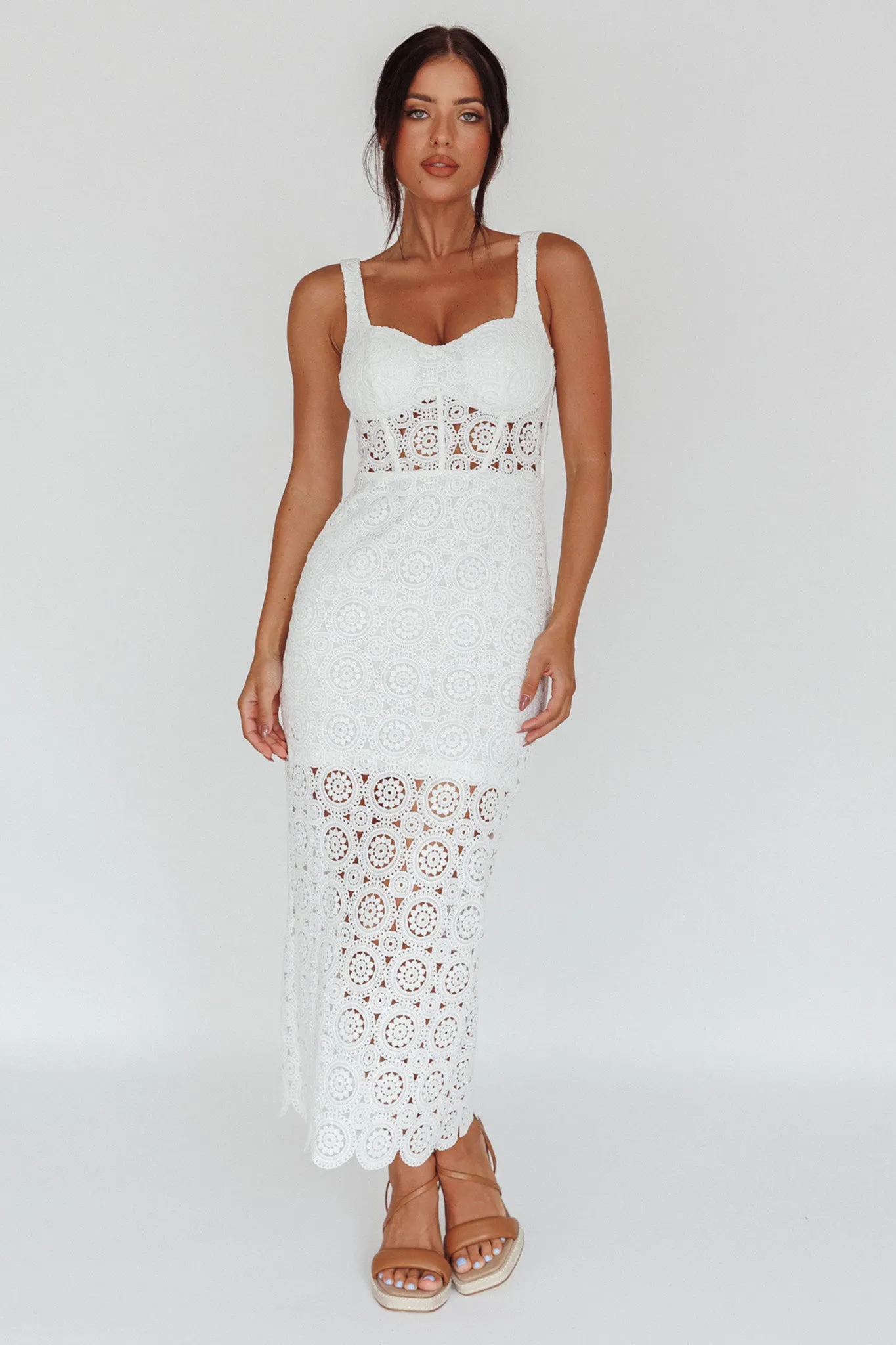 Milano Crochet Lace Midi Dress White sold by Selfie Leslie product image thumbnail 3