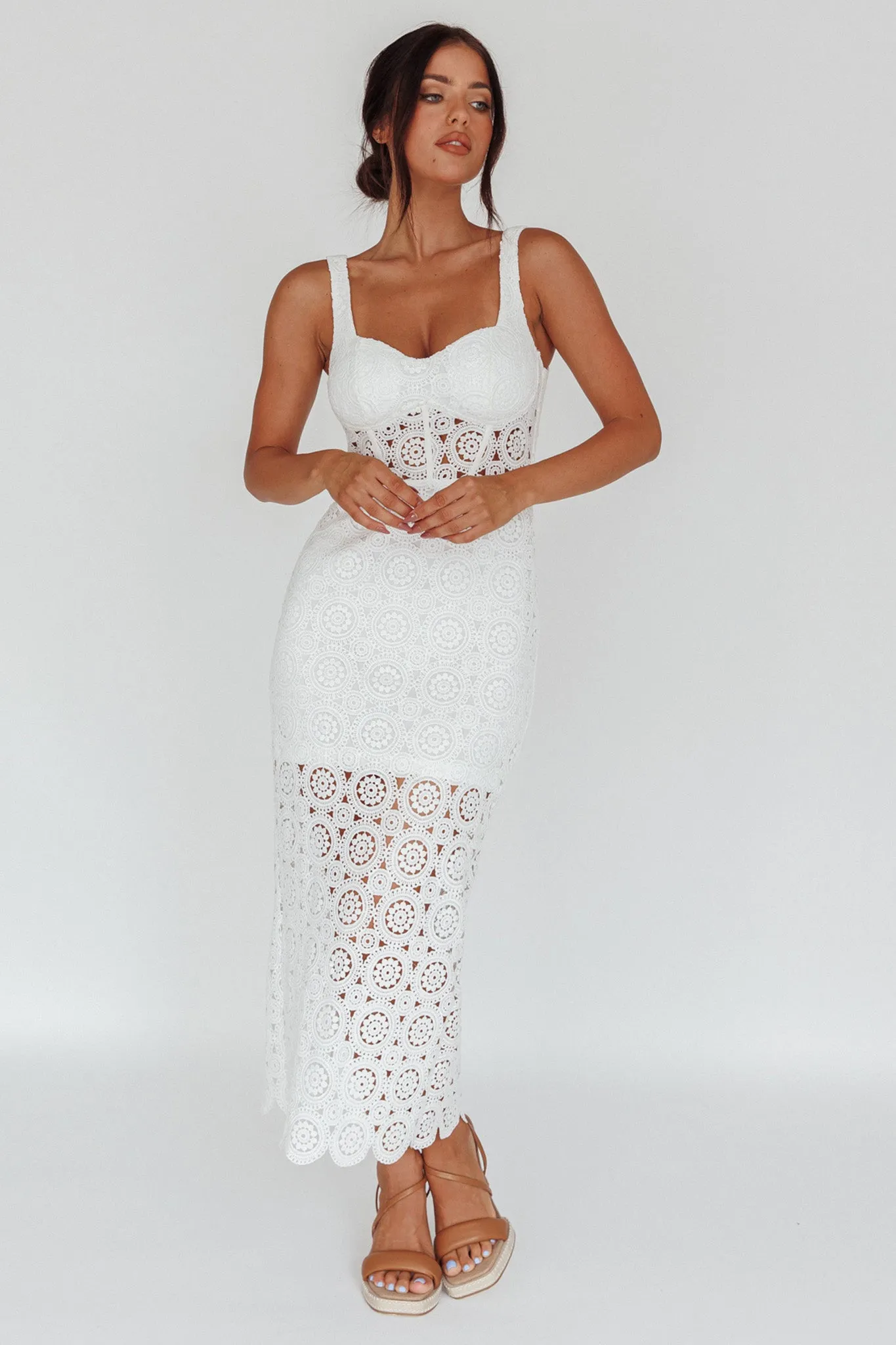 Milano Crochet Lace Midi Dress White sold by Selfie Leslie product image thumbnail 4