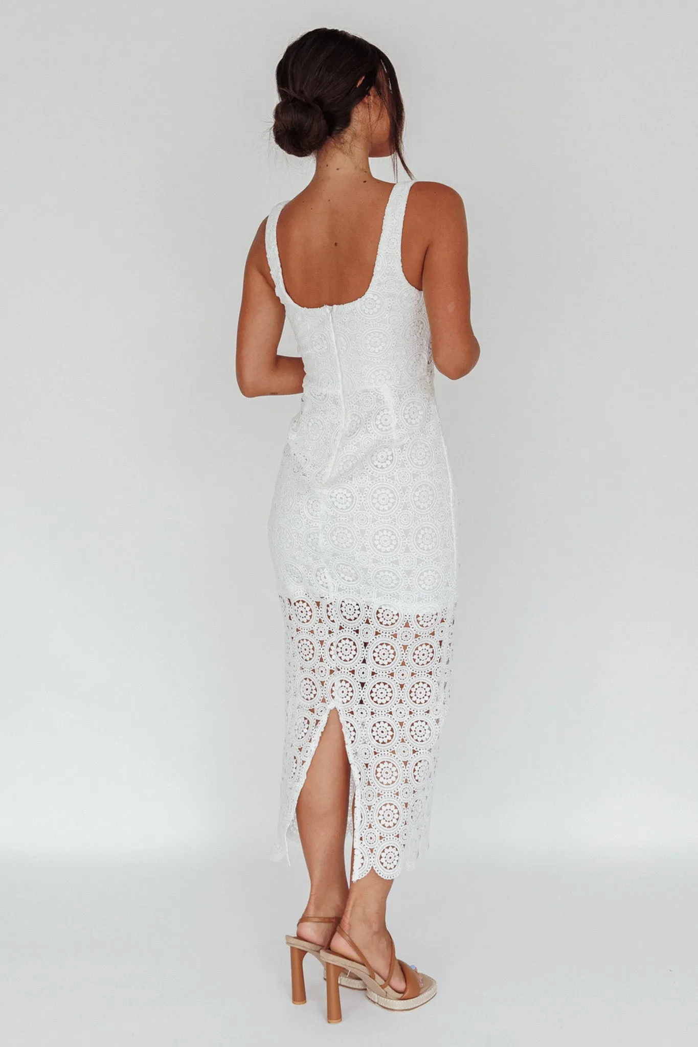 Milano Crochet Lace Midi Dress White sold by Selfie Leslie product image thumbnail 2