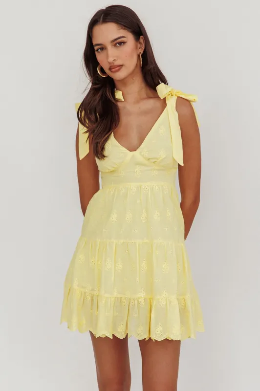 Ardent Tied Shoulder Mini Dress Lemon sold by Selfie Leslie