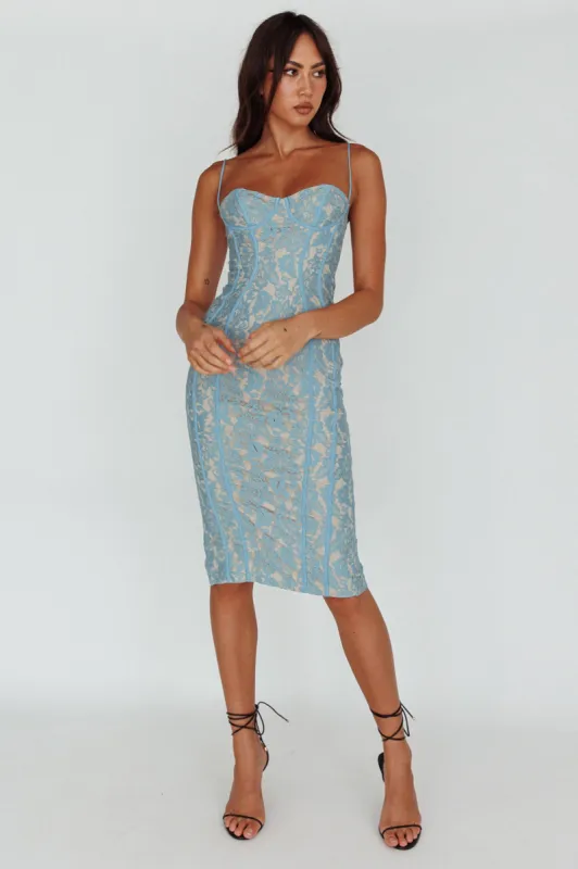 Aura Lace Midi Dress Midnight Blue sold by Selfie Leslie