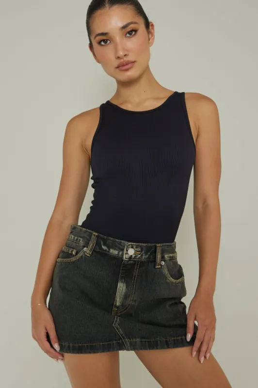 Attitude Ribbed Leotard Black sold by Selfie Leslie