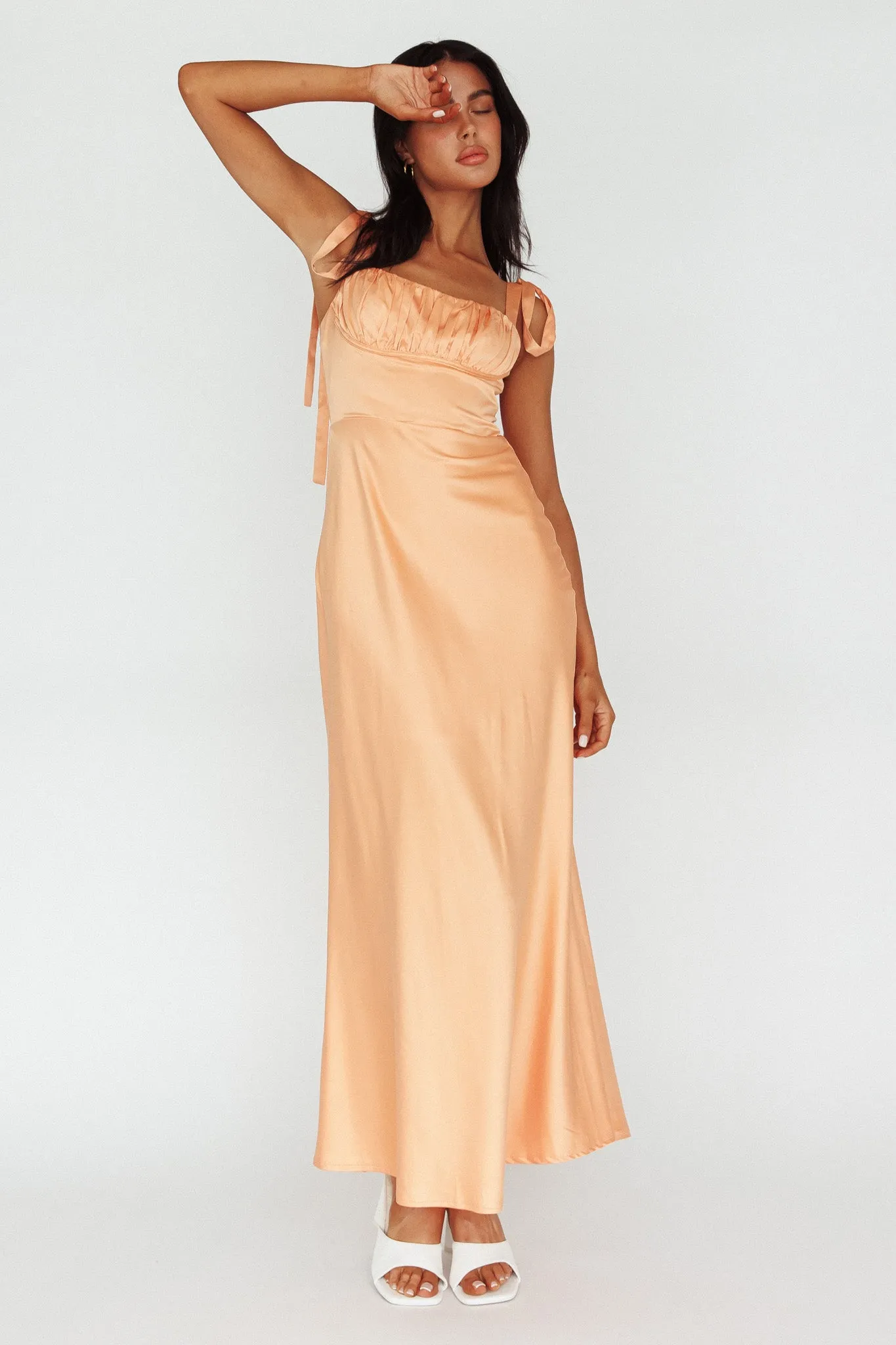 Pennelope Tied Shoulder Maxi Dress Orange sold by Selfie Leslie product image thumbnail 3