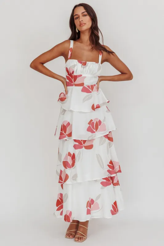 Provence Bloom Tiered Floral Maxi Dress Rose sold by Selfie Leslie