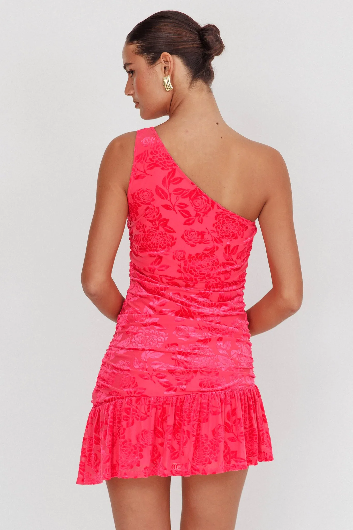 Mystery Of Love One Shoulder Mini Dress Fuchsia sold by Selfie Leslie product image thumbnail 2