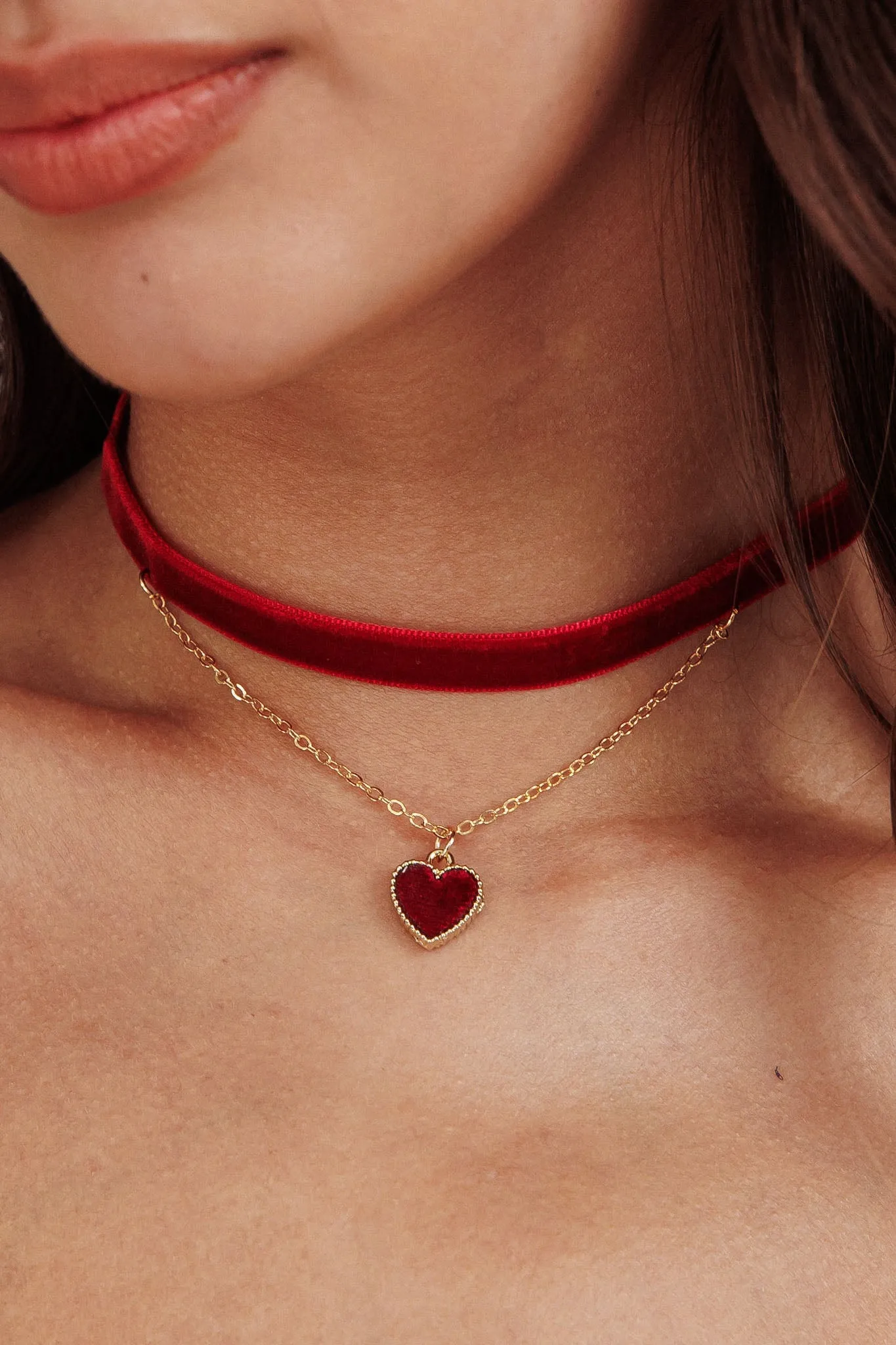 Rosie Velvet Heart Choker Necklace Red sold by Selfie Leslie product image thumbnail 3