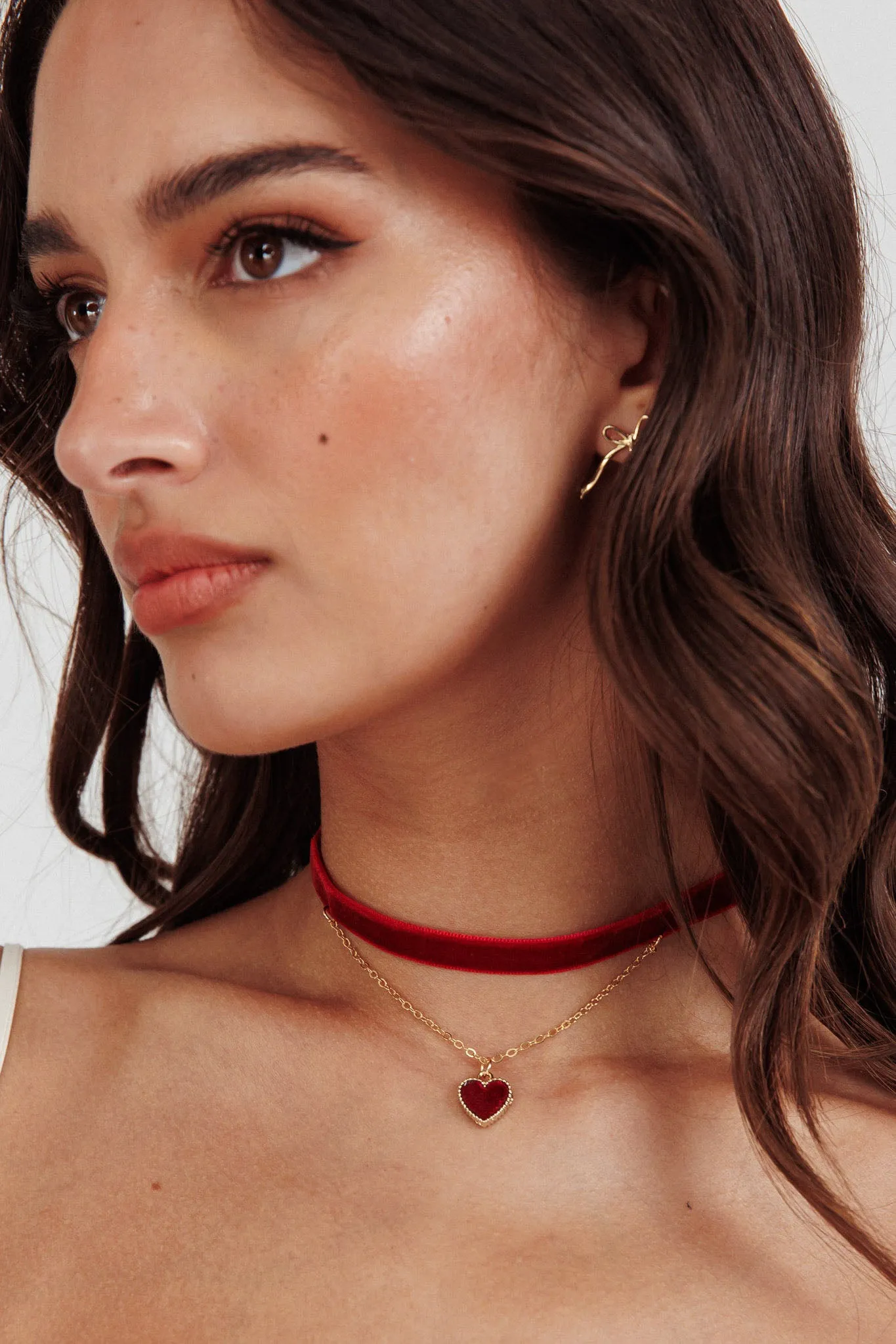 Rosie Velvet Heart Choker Necklace Red sold by Selfie Leslie