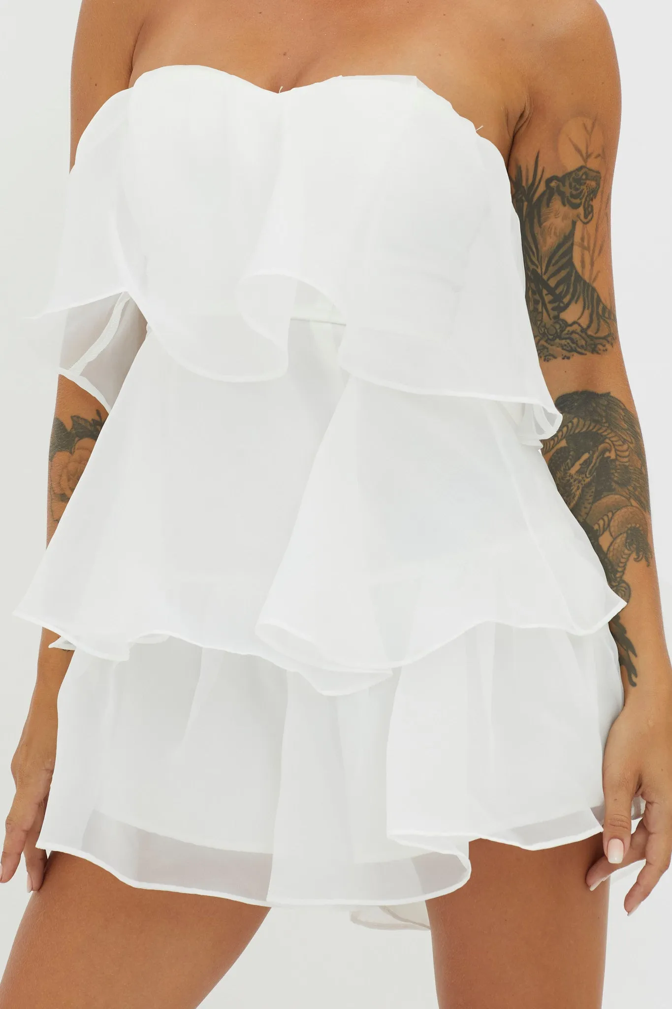 Behati Tiered Layer Romper White sold by Selfie Leslie product image thumbnail 3