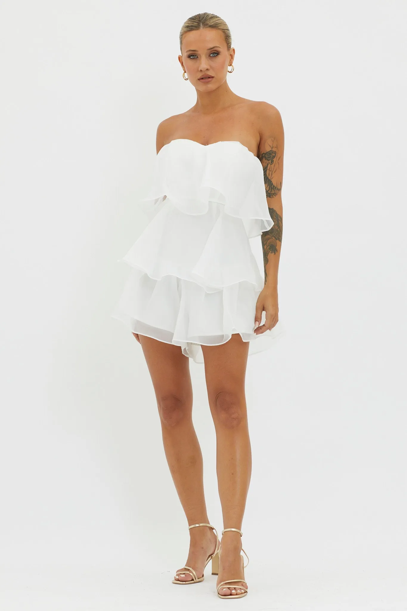 Behati Tiered Layer Romper White sold by Selfie Leslie product image thumbnail 4