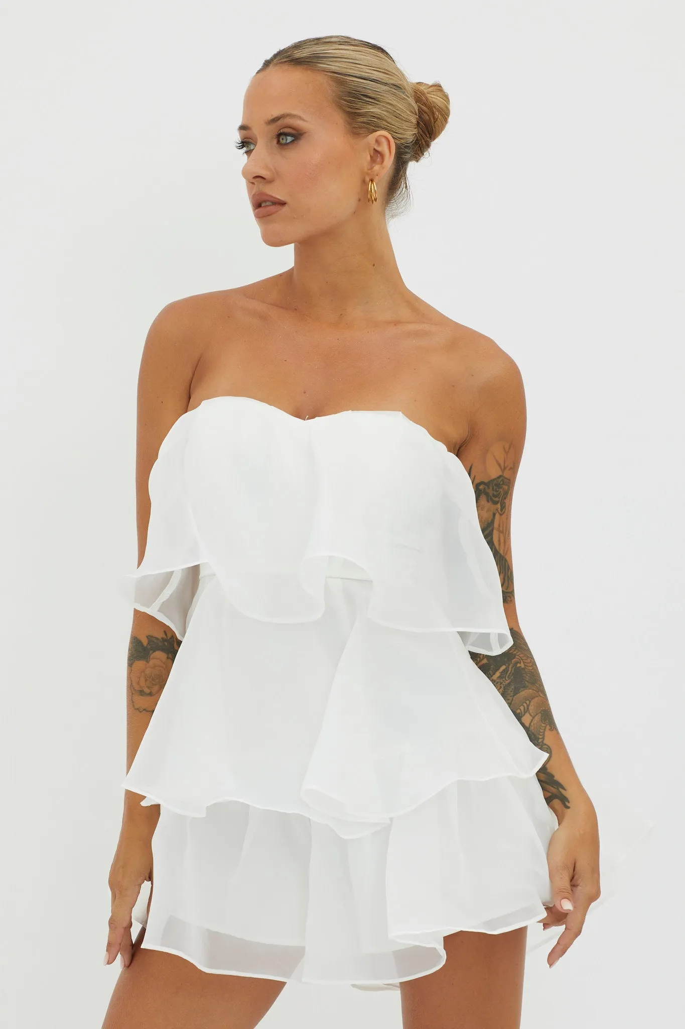Behati Tiered Layer Romper White sold by Selfie Leslie product image thumbnail 5