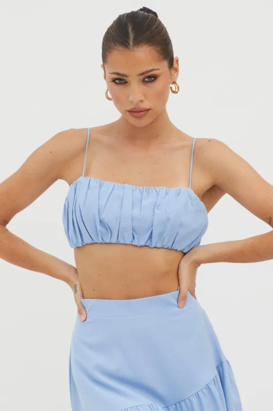 Bondi Gathered Crop Top Blue sold by Selfie Leslie