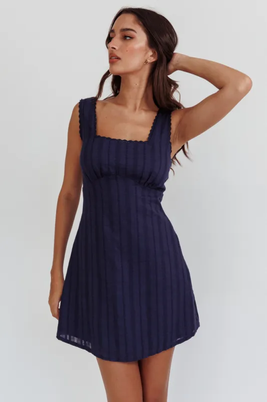 Aura Girl Square Neckline Mini Dress Navy sold by Selfie Leslie