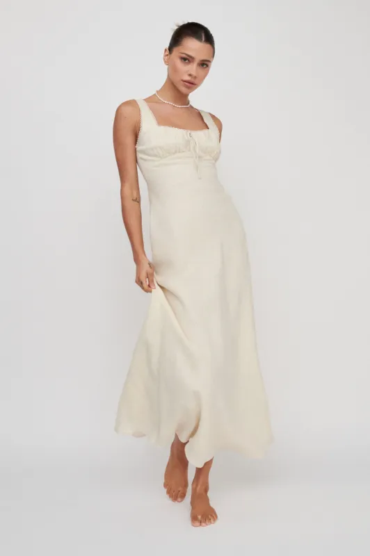 Carlee Gathered Bust Maxi Dress Oat sold by Selfie Leslie