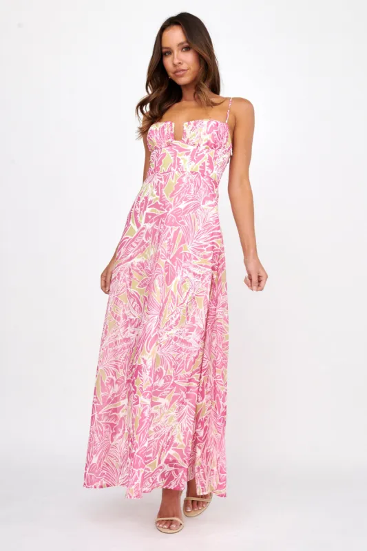 Kindred Love Gathered Bust Maxi Dress Pink sold by Selfie Leslie