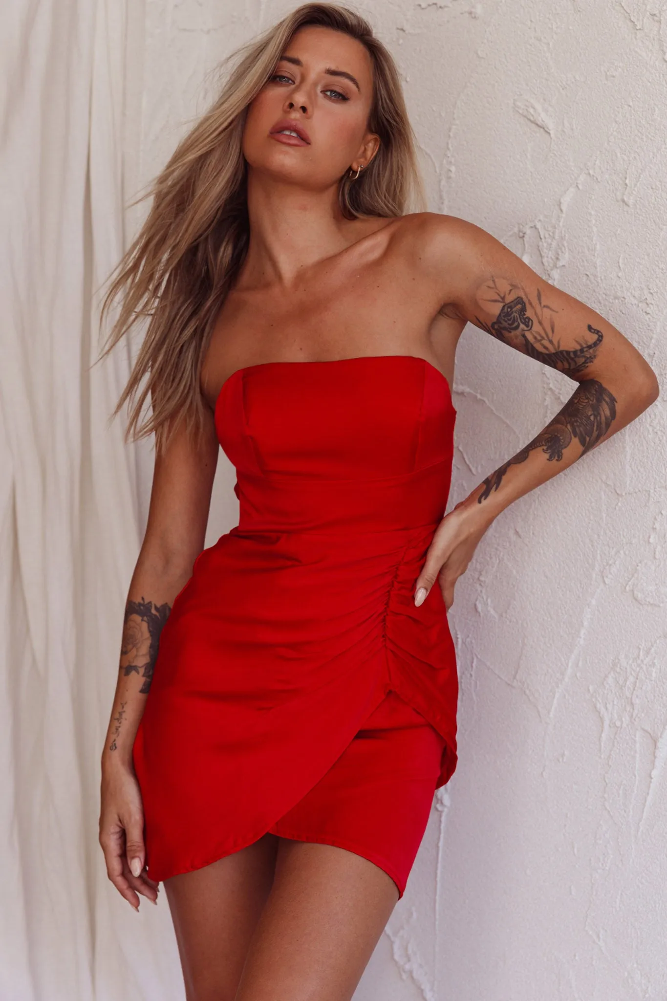 Siobhan Strapless Mini Dress Red sold by Selfie Leslie