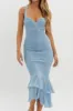 Surreal Lace-Up Back Ruched Midi Dress Blue sold by Selfie Leslie