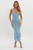 Surreal Lace-Up Back Ruched Midi Dress Blue sold by Selfie Leslie