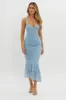 Surreal Lace-Up Back Ruched Midi Dress Blue sold by Selfie Leslie