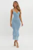 Surreal Lace-Up Back Ruched Midi Dress Blue sold by Selfie Leslie