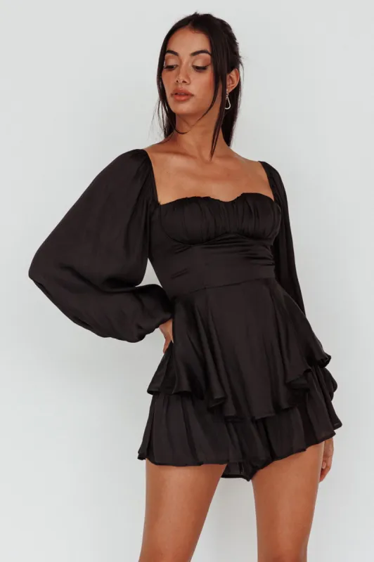 New Light Balloon Sleeve Romper Black sold by Selfie Leslie