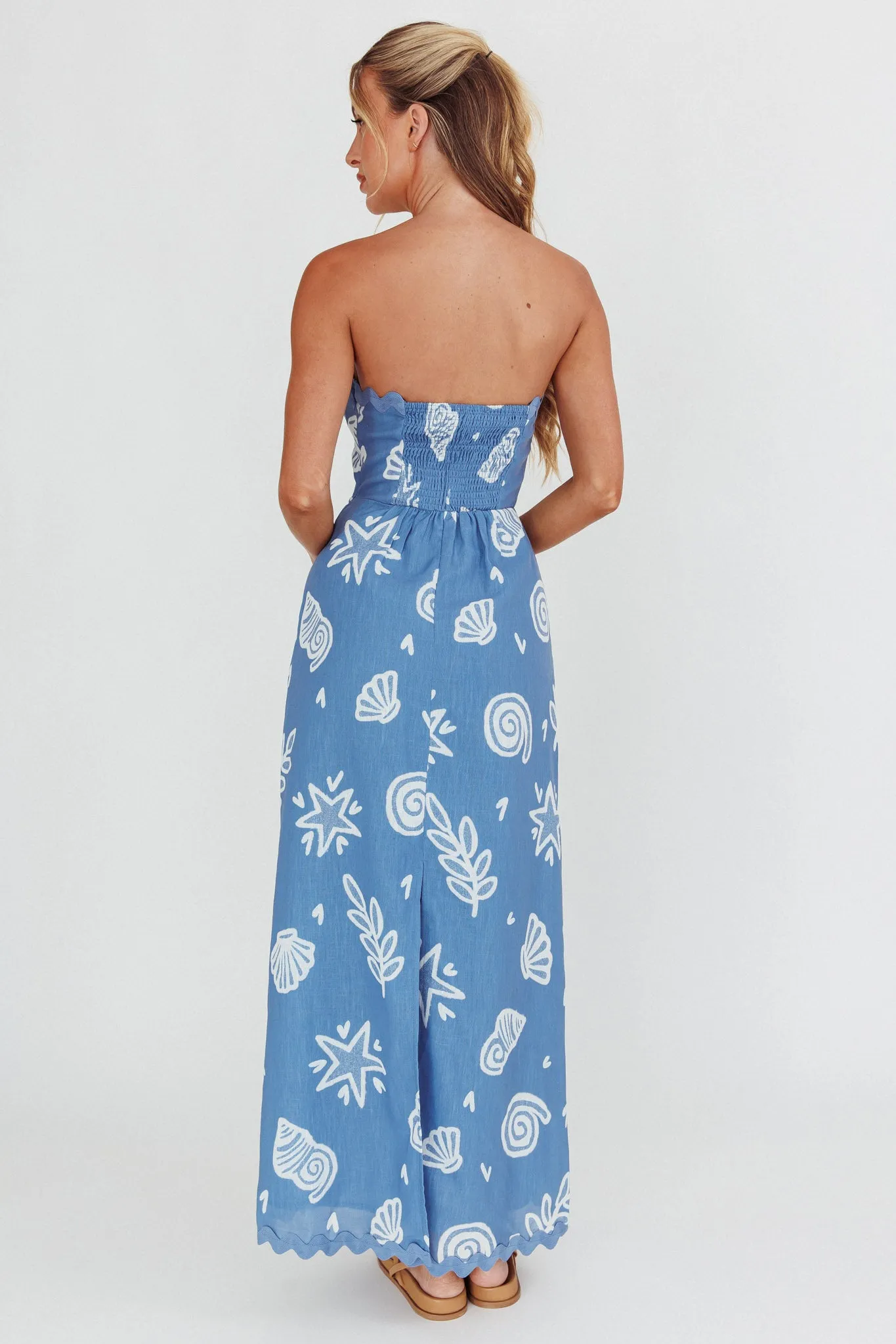 Cypress Ric Rac Trim Strapless Dress Shell Blue sold by Selfie Leslie product image thumbnail 2