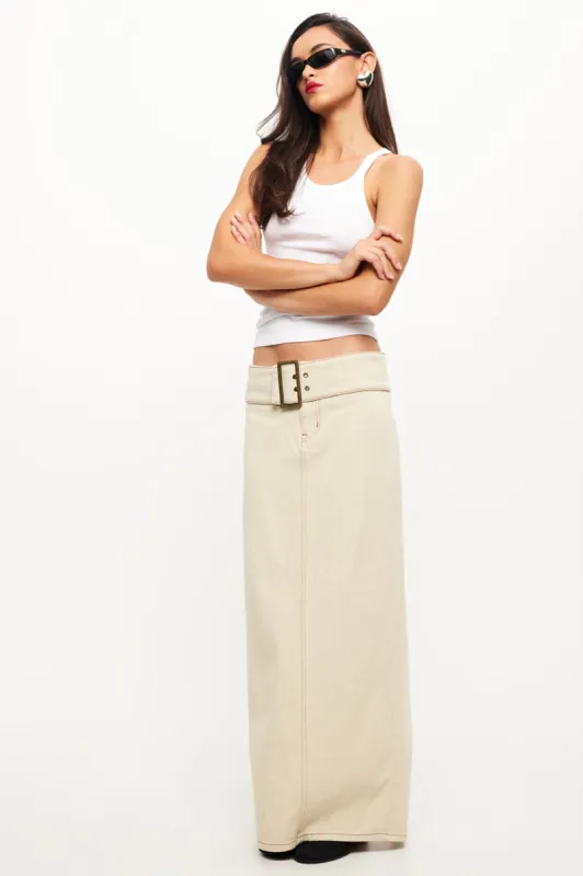 LIONESS Uma Denim Midi Skirt Ecru sold by Selfie Leslie