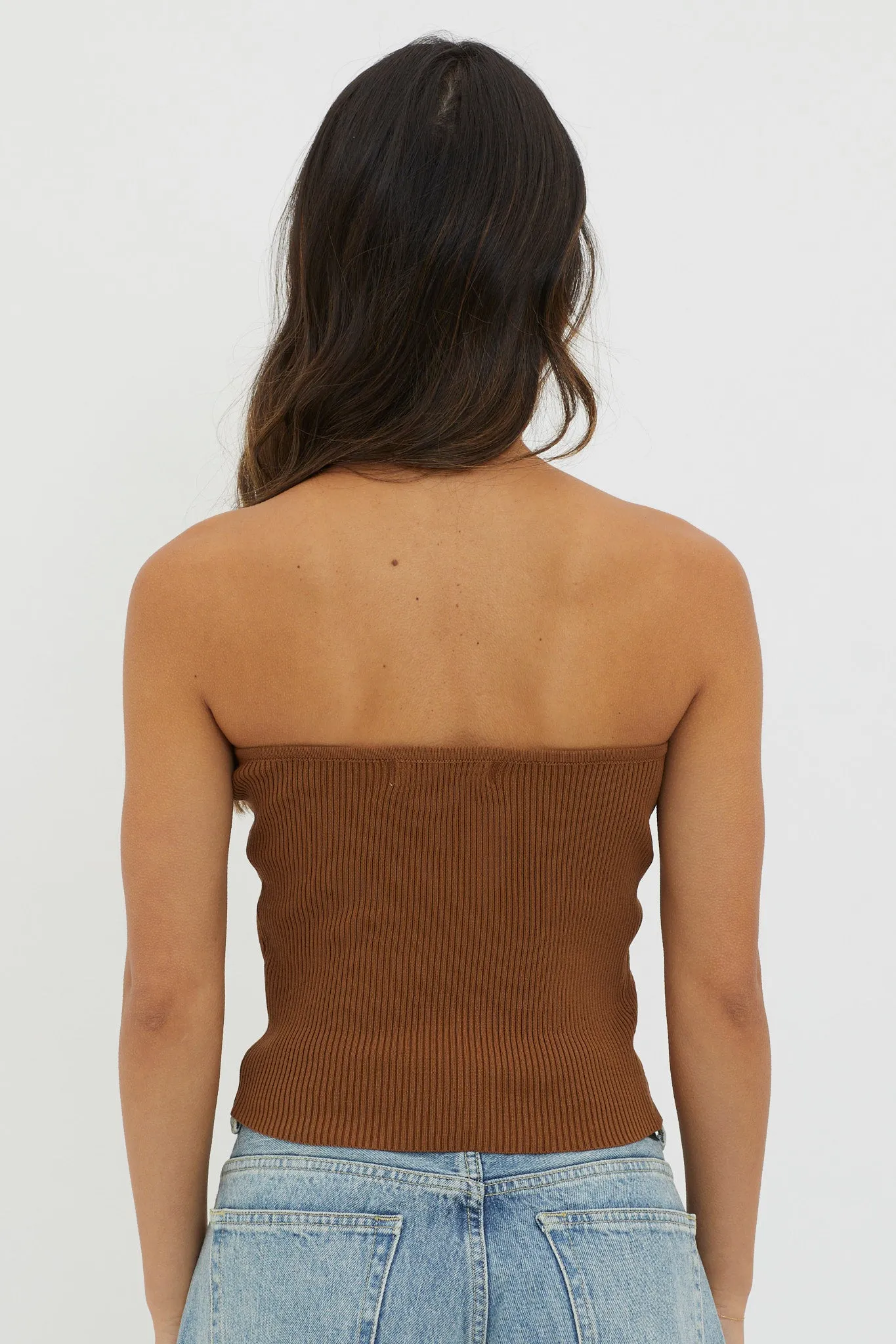 Flora Strapless Knit Top Chocolate sold by Selfie Leslie product image thumbnail 2