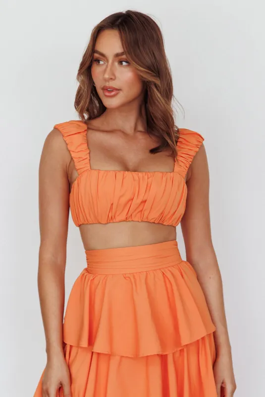 Suenito Gathered Crop Top Orange sold by Selfie Leslie